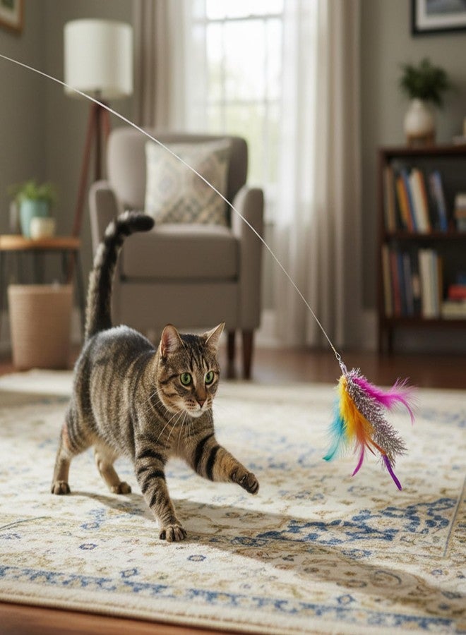 Tucnoeu Replacement Strings for Cat Wand Toy - 5pcs Durable Nylon & Stainless Steel Strings with Lobster Clasps for All Lures, Cat Stick - 22in Long, Universal Fit - Image 5